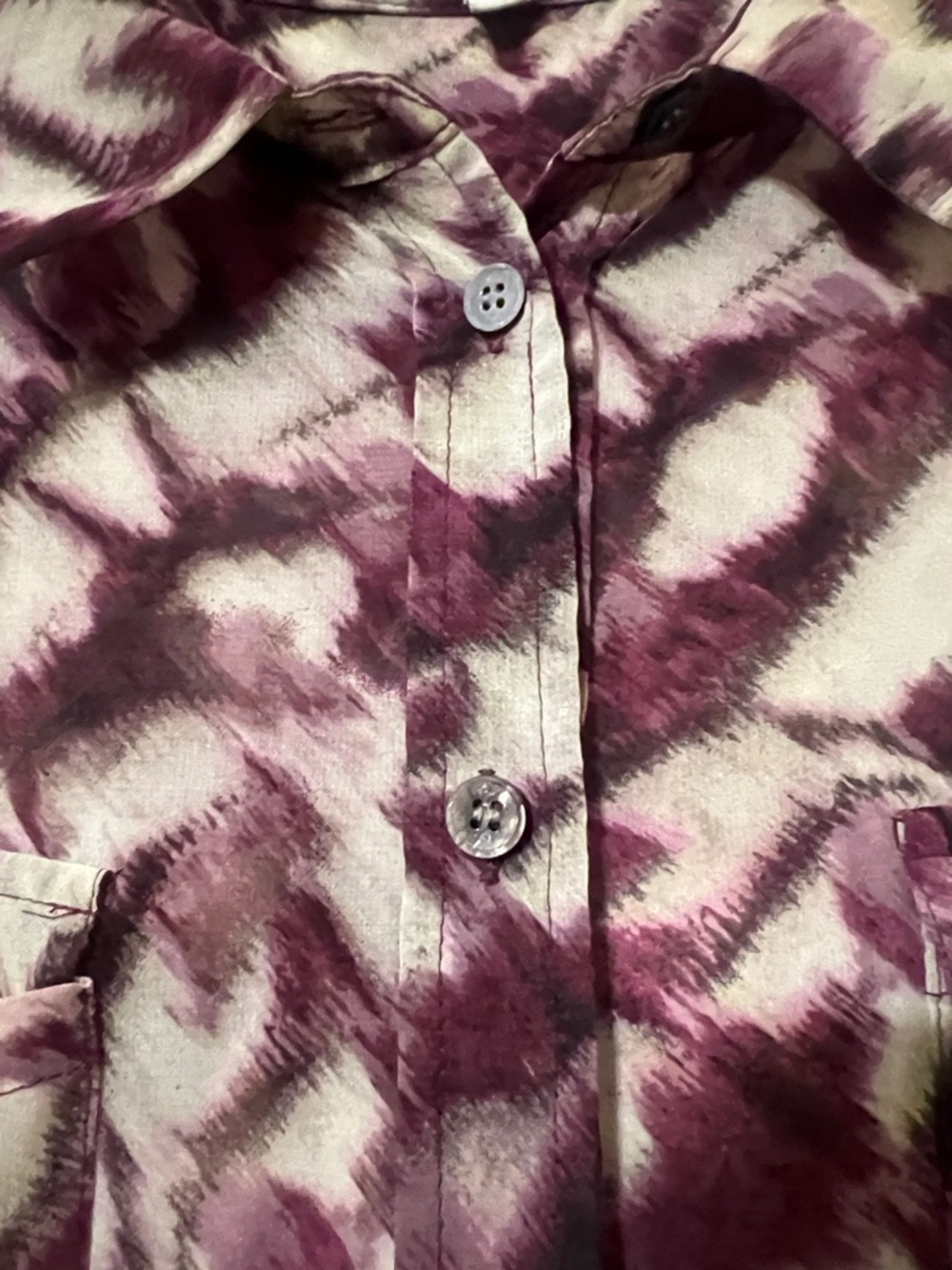 TWO by VINCE CAMITO Long Sleeve Sheer Button-Up Blouse - Purple/White - Picture 3 of 3